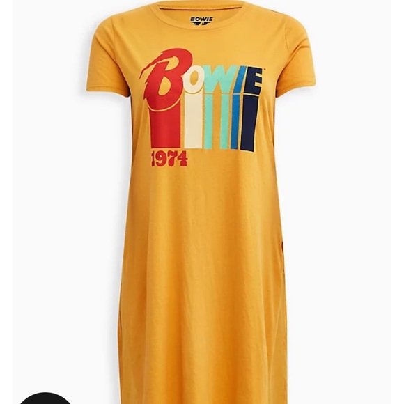 DAVID BOWIE SPLIT SIDE TUNIC TEE - COTTON-BLEND GOLDEN YELLOW - Picture 4 of 5